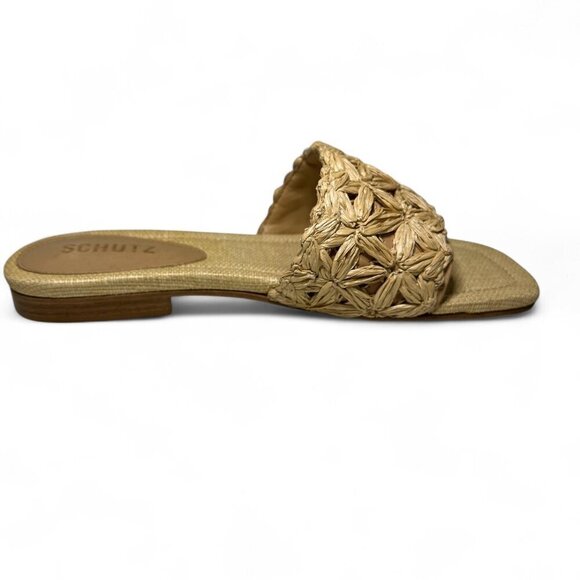 Schutz Women's Ayla Flat Straw Sandal Sz 6.5 B Nude NEW IN BOX - Picture 9 of 10
